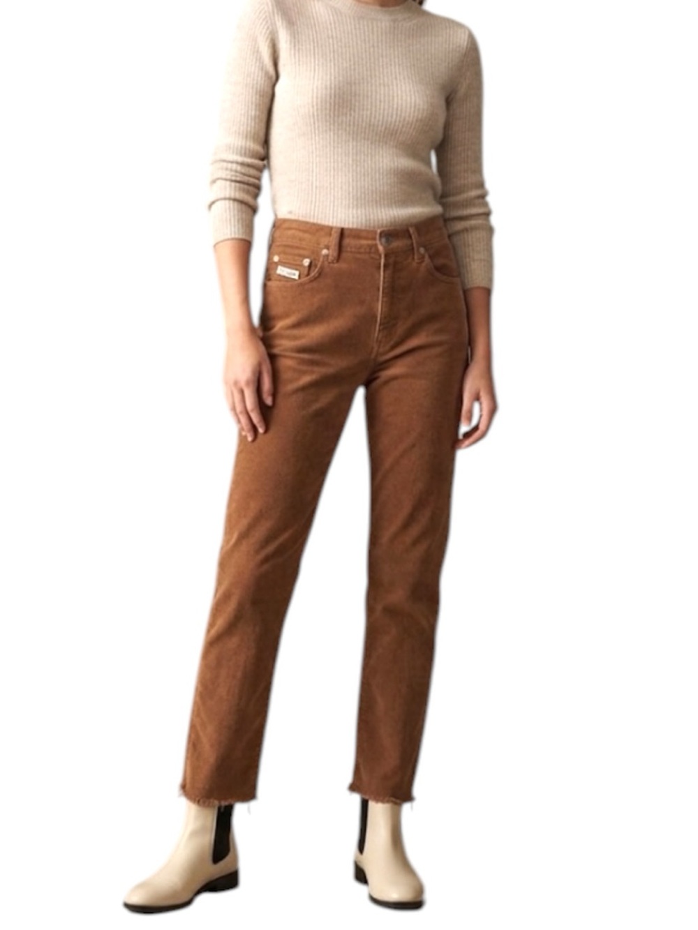 Golden Goose Deluxe Brick Red Button Fly Frayed Straight Leg Crop Jeans size 32